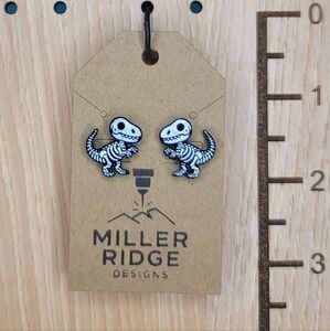 Dinosaur Earrings - Black and White